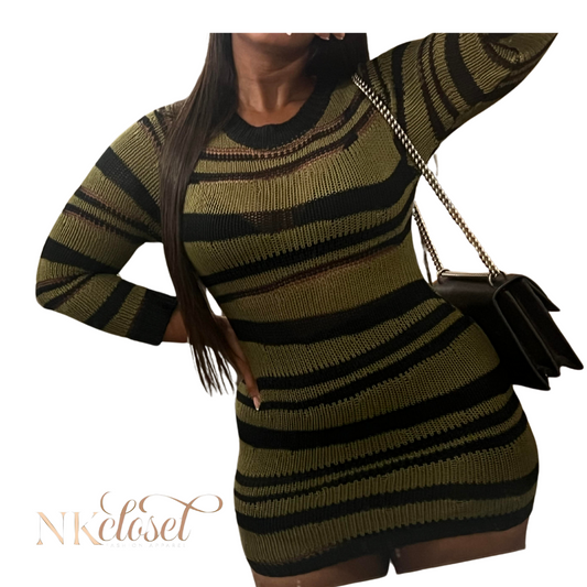 Green Knit Stretch Dress